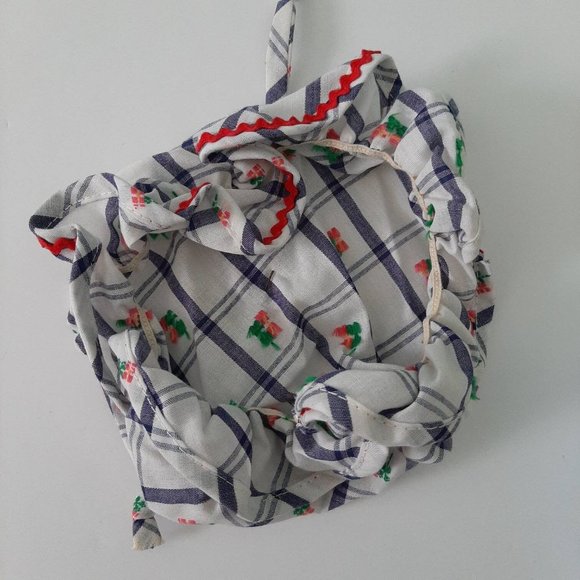 Vtg Blue Embroidered RW&B Picnic Plaid Dress Summer Playsuit w Matching Hat - Picture 7 of 10